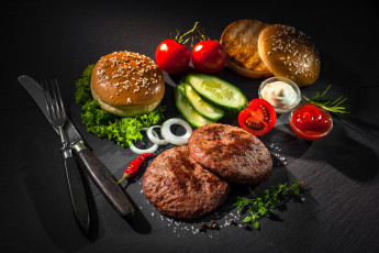Картинка еда бутерброды +гамбургеры +канапе гамбургер котлета помидор огурец заготовка томаты