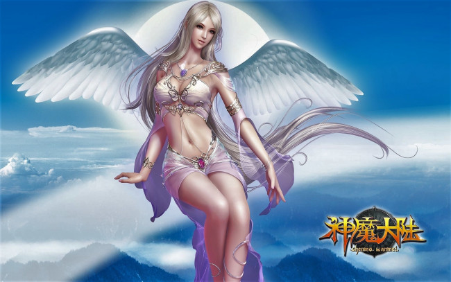 Обои картинки фото видео игры, forsaken world, девушка, крылья, облака