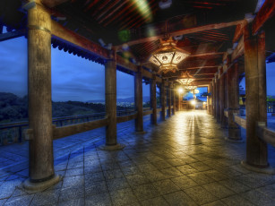 Картинка exploring kyoto at night разное элементы архитектуры