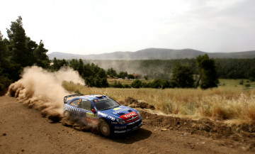 Картинка спорт авторалли xsara citroen синий пыль скорость wrc машина авто ралли rally