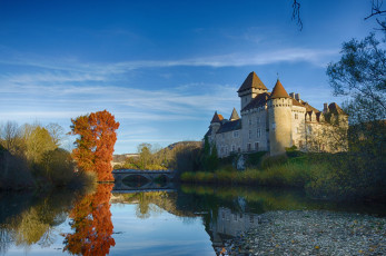 Картинка chateau+cleron города замки+франции парк замок пруд