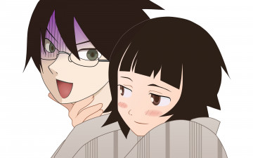 Картинка аниме sayonara+zetsubo+sensei девушки фон взгляд