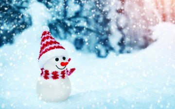 обоя праздничные, снеговики, christmas, winter, snowman, snow