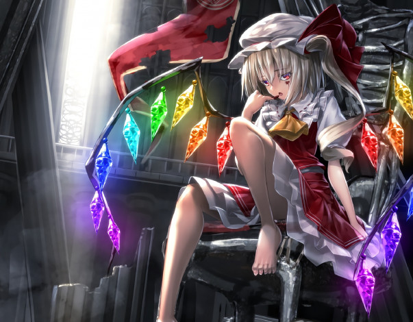 Обои картинки фото аниме, touhou, flandre, scarlet