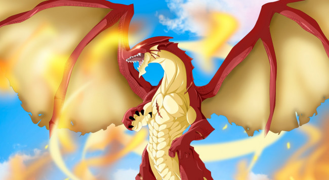 Обои картинки фото аниме, fairy tail, fire, dragon, fairy, tail