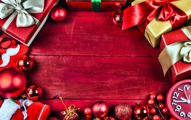 Обои картинки фото праздничные, подарки и коробочки, шарики, подарки, коробки, ленты, банты, часы