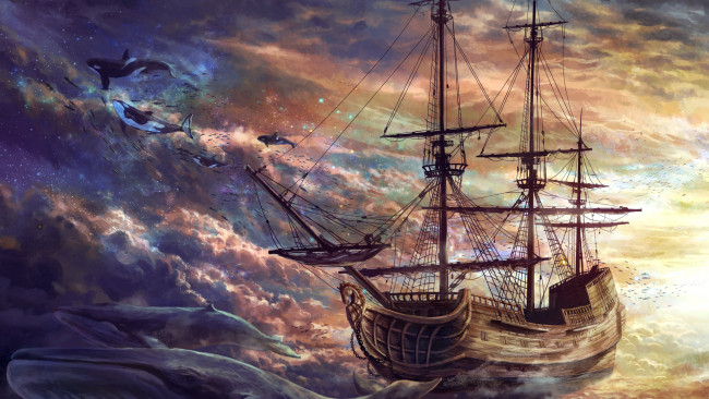 Обои картинки фото корабли, рисованные, море, судно