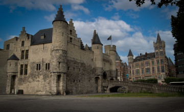 обоя города, антверпен , бельгия, крепость, замок