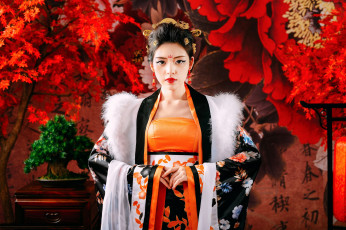 Картинка kiki+hsieh девушки азиатка бонсай национальная одежда