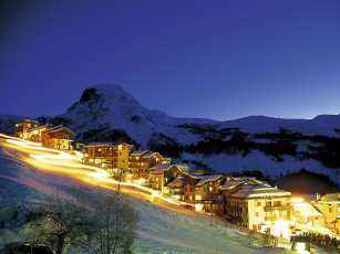 Картинка ski resort savoje france города огни ночного