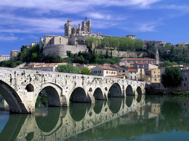 Обои картинки фото ord, river, beziers, france, города, мосты