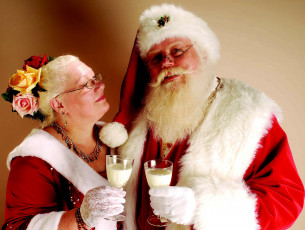 Картинка праздничные дед мороз шуба борода колпак молоко бокалы