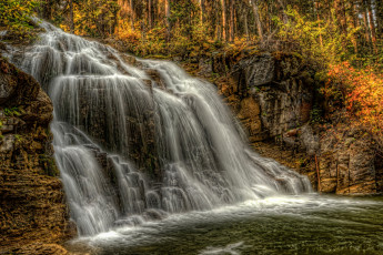 Картинка природа водопады осень поток вода