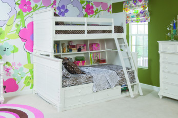 Картинка интерьер детская комната кровать подушки
