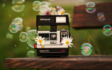 Картинка бренды polaroid пузыри фон цветы