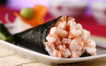 Картинка еда рыба морепродукты суши роллы креветки ролл