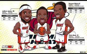 Картинка miami heat big drawn спорт 3d рисованные нба баскетбол