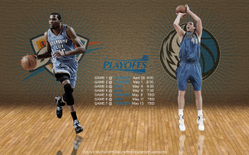обоя thunder, mavericks, 2012, nba, playoffs, спорт, баскетбол, нба, матч