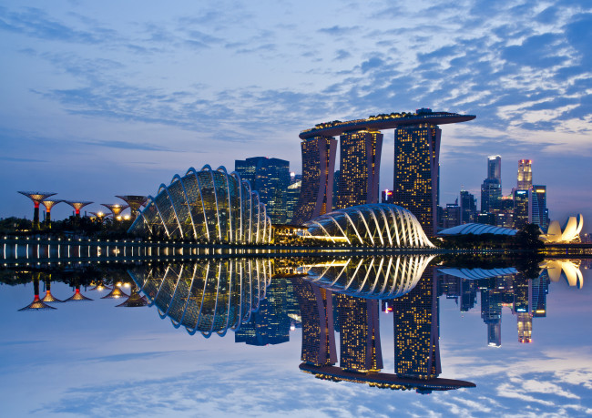 Обои картинки фото singapore, города, сингапур, отражение