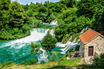 Картинка хорватия+krka+nat +park природа водопады хорватия парк река водопад лес