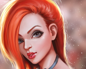 Картинка рисованное люди рыжая девушка глаза взгляд волосы прическа