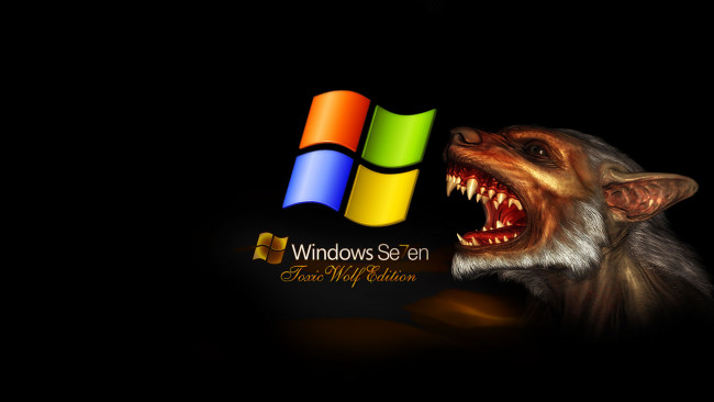 Обои картинки фото компьютеры, windows 7 , vienna, логотип, фон, клыки