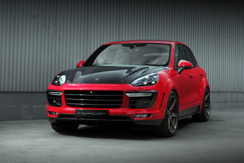 Картинка автомобили porsche vantage red cayenne side topcar rear and