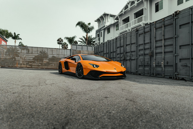 Обои картинки фото автомобили, lamborghini, orange, aventador, lp700-4