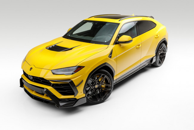 Обои картинки фото автомобили, lamborghini, yellow, side, suv, urus, vag