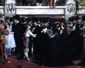 обоя рисованное, edouard manet, люди, толпа, маскарад, карнавал