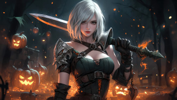 Картинка girl фэнтези девушки anime halloween riven sword