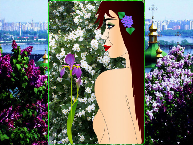 Обои картинки фото цветы, россии, ап, рисованные, люди