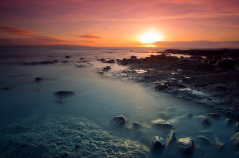 Картинка природа восходы закаты закат побережье море камни