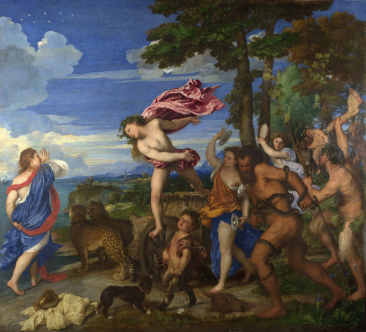 Обои картинки фото titian, bacchus, and, ariadne, рисованные, tiziano, vecellio