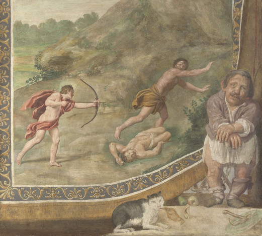 Обои картинки фото domenico, zampieri, apollo, killing, the, cyclops, рисованные, domenichino