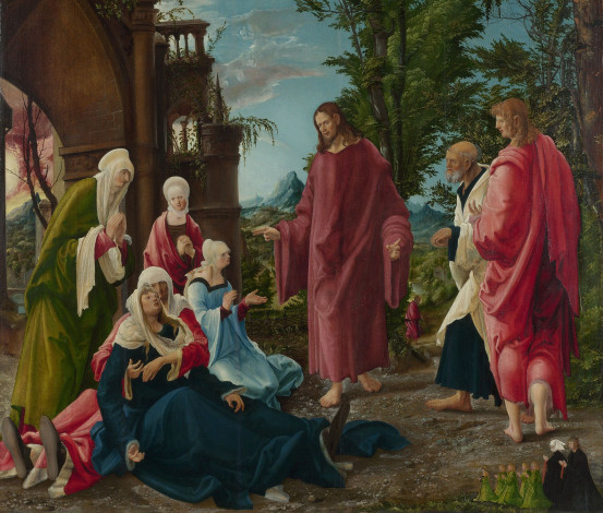 Обои картинки фото albrecht, altdorfer, christ, taking, leave, of, his, mother, рисованные