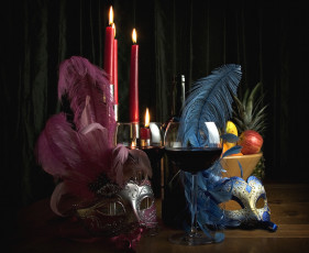 Картинка разное маски +карнавальные+костюмы свечи бокалы