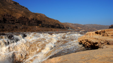 Картинка природа водопады hukou yellow river china waterfall