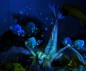 Картинка 3д+графика существа+ creatures русалка рыбы