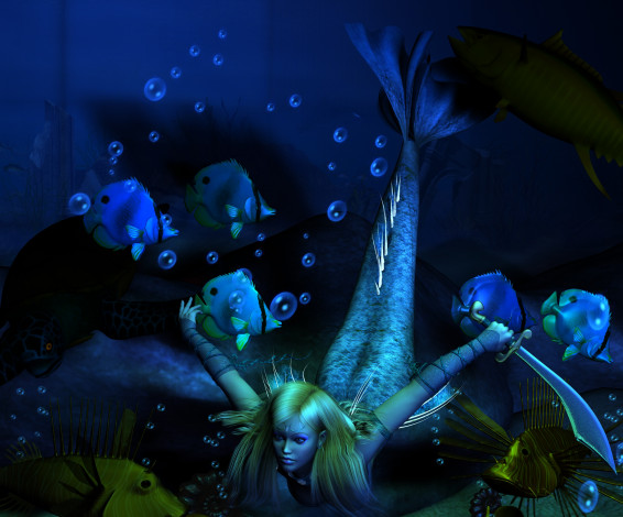 Обои картинки фото 3д графика, существа , creatures, русалка, рыбы