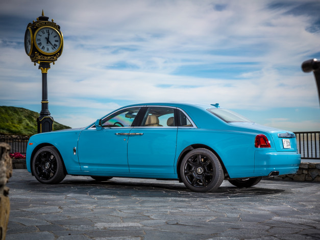 Обои картинки фото автомобили, rolls-royce, ghost, alpine, trial, centenary, collection, us-spec, 2013г, синий