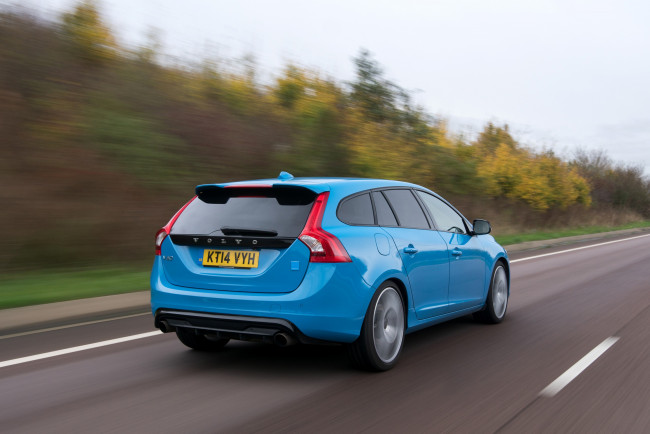 Обои картинки фото автомобили, volvo, синий, uk-spec, 2014г, polestar, v60