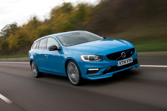 Обои картинки фото автомобили, volvo, v60, 2014г, синий, uk-spec, polestar