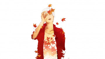 Картинка аниме unknown +другое парень осень листья