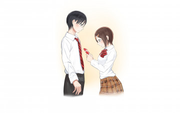 Картинка аниме shokugeki+no+soma парень фон взгляд девушка