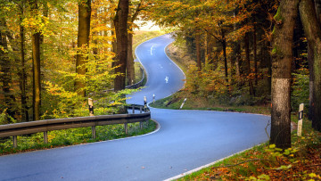 Картинка природа дороги шоссе подъем осень поворот