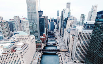 обоя города, Чикаго , сша, мосты, небоскребы