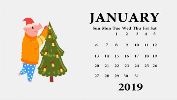 Картинка календари праздники +салюты шапка поросенок елка свинья игрушка