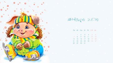 Картинка календари праздники +салюты свинья куртка поросенок коньки