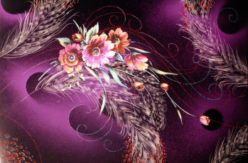 Картинка рисованное цветы перья